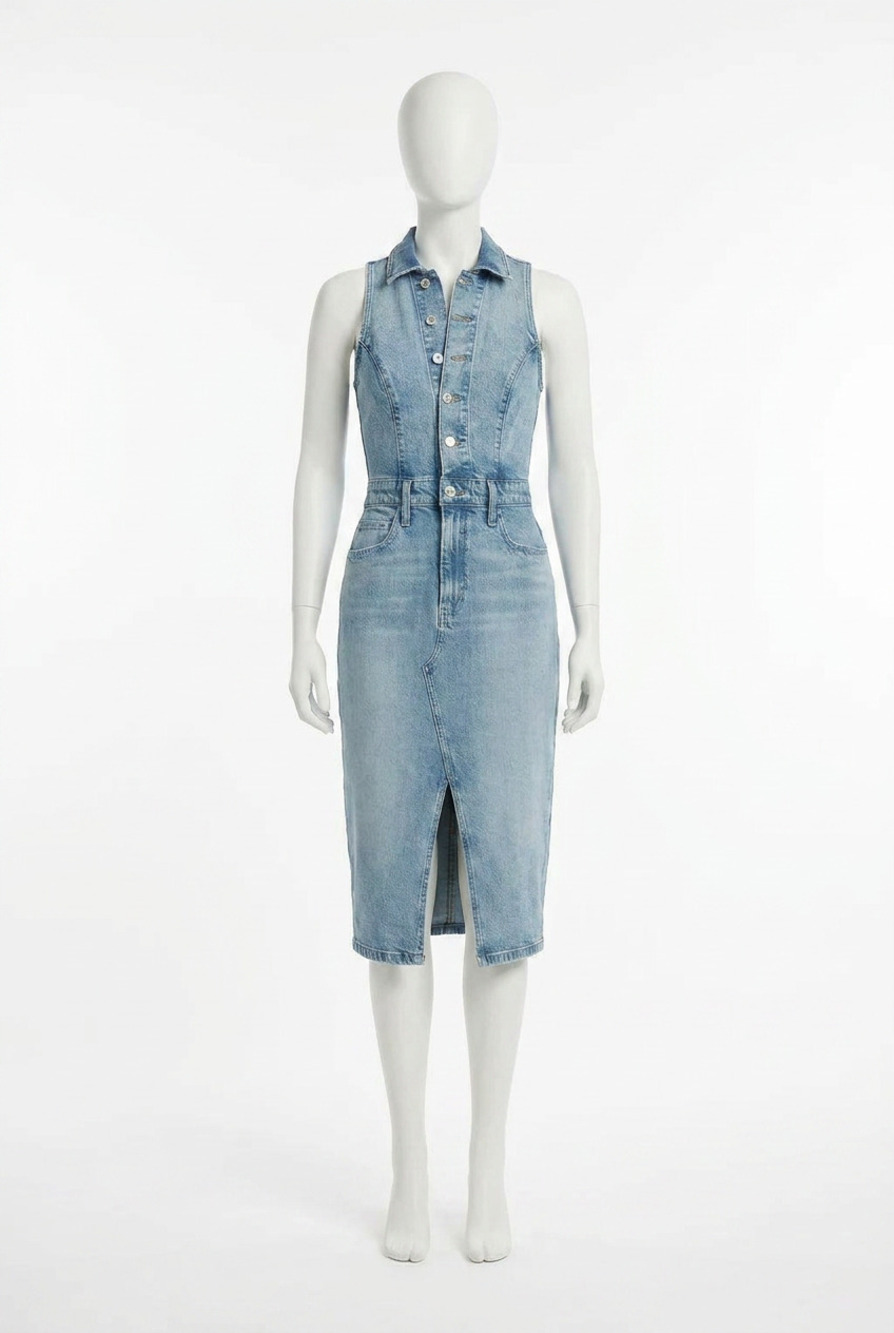 NEW FAVORITE DAUGHTER halter city dress denim in blue